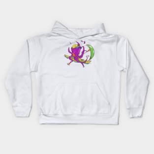 Octopus in a sea kayak Kids Hoodie